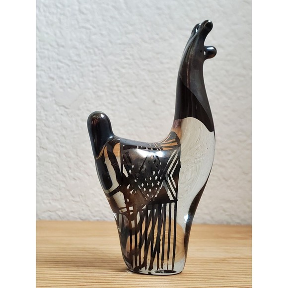 Vintage Hand Blown Llama Alpaca Glass Figurine Silver Overlay  5” - Picture 7 of 11
